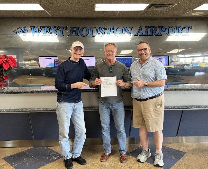 Michael M. with certificate at West Houston Airport