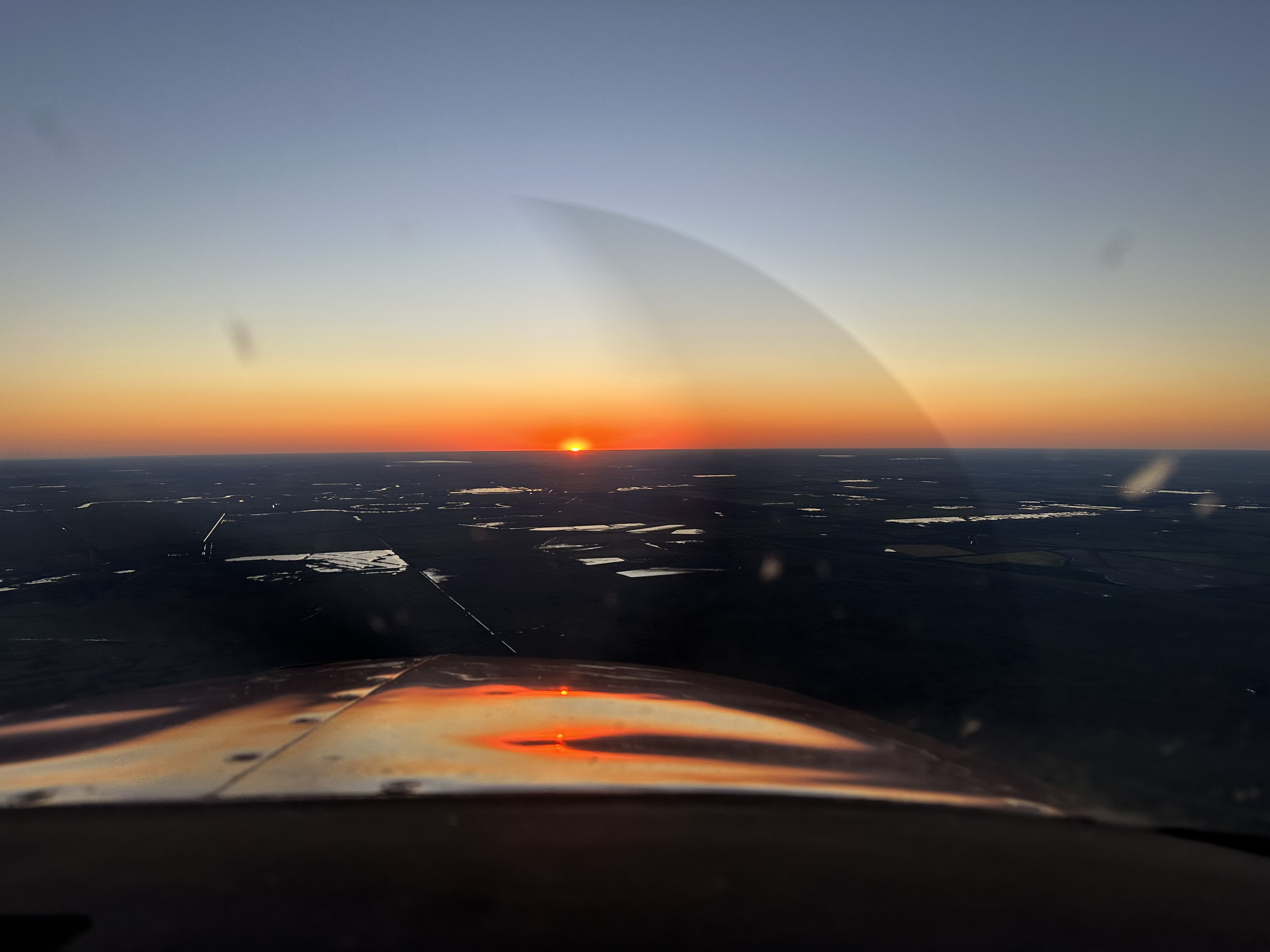 Sunset view from the cockpit